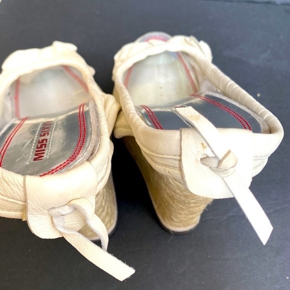 Miss Sixty Kate Wedge ruffled leather W/elastic straps Heel Ivory - Picture 7 of 14